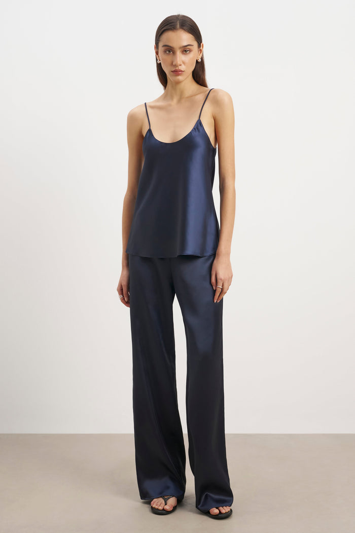 Satin Scoop Neck Camisole - Navy
