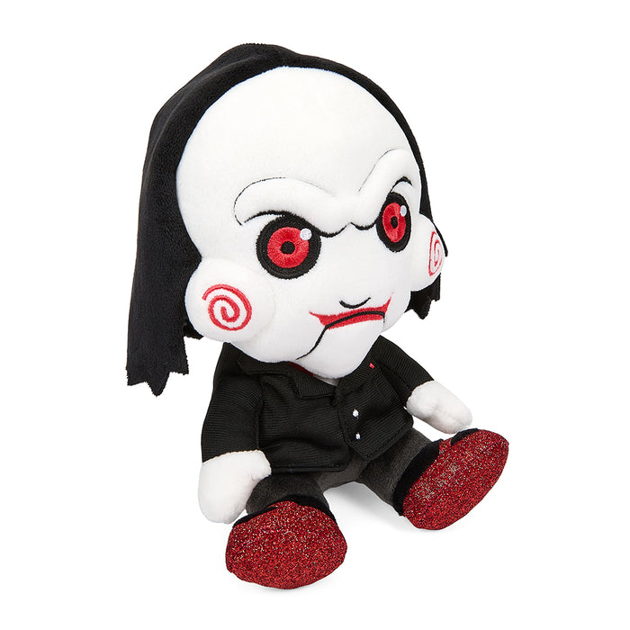 SAW Billy the Puppet 8-inch Phunny plush toy from the horror movie series, soft fabric, detailed character design.