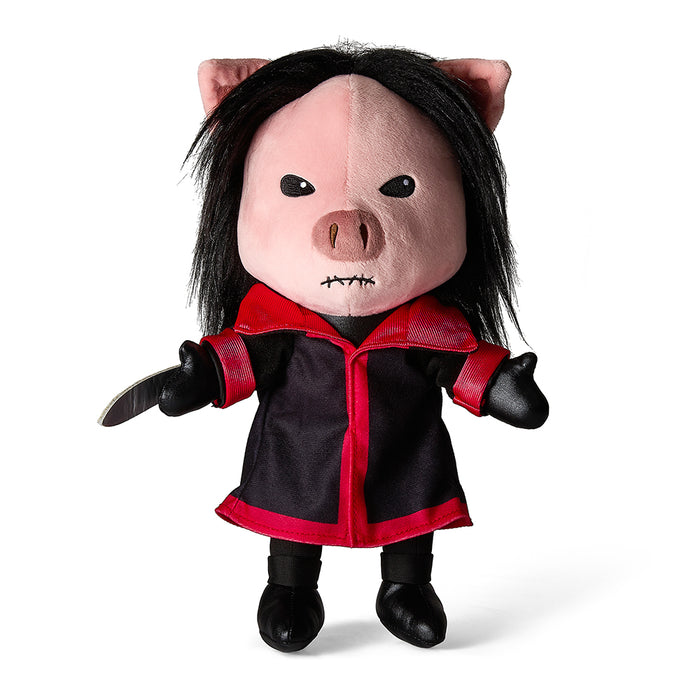 13-inch Saw Jigsaw Killer plush toy featuring a stylized horror pig design, soft and cuddly plush from the Saw franchise.
