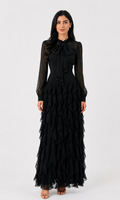 Scarlet Ruffle Bow Maxi Dress — Valentina