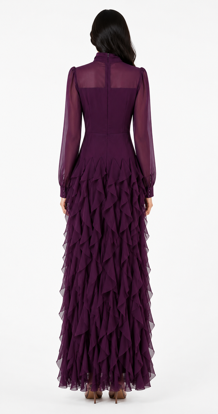 Scarlet Ruffle Bow Maxi Dress — Valentina