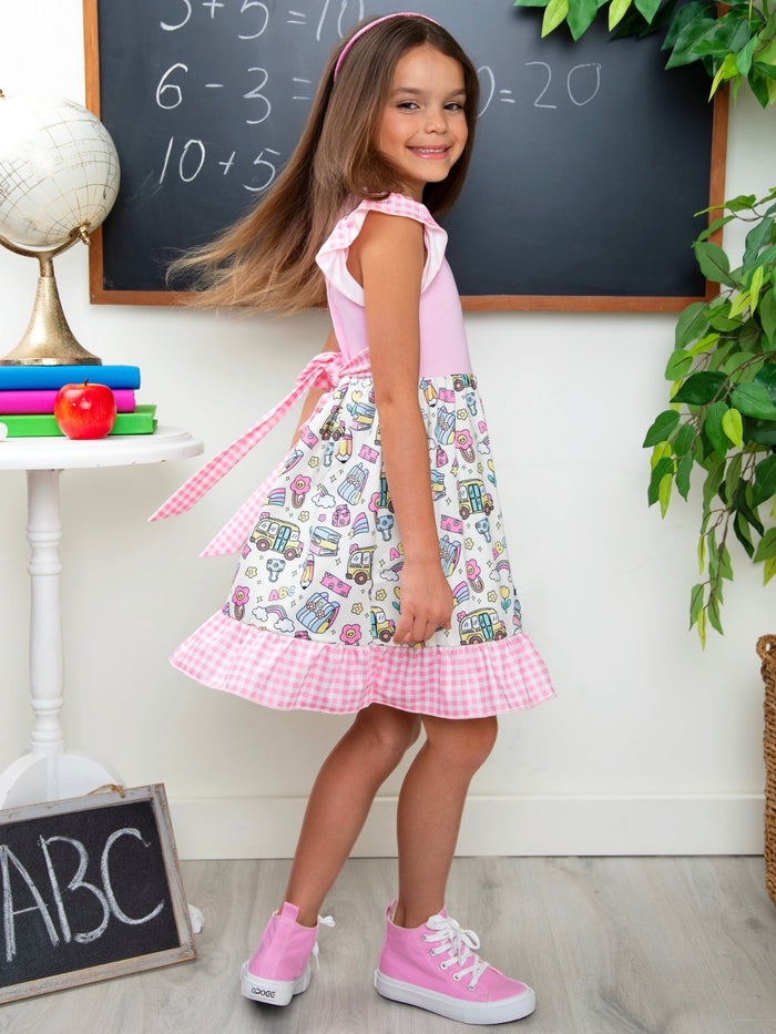School Days Pink Gingham Ruffle Dress