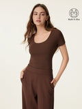 OGLmove Scoop Neck Cotton New Airy Bra Top Chestnut XS
