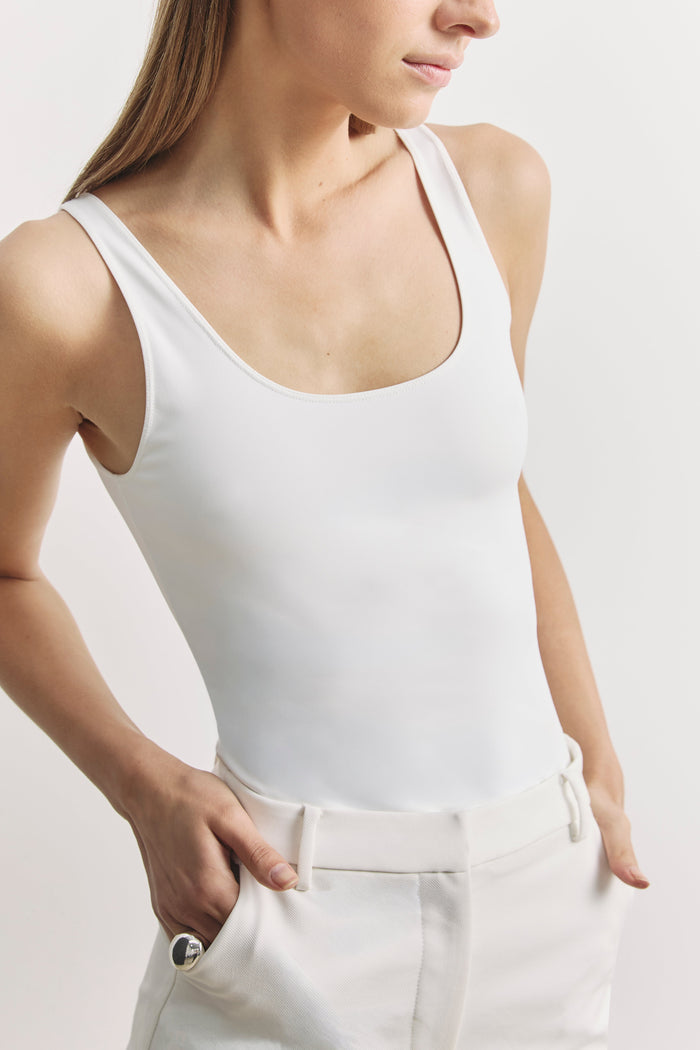 Scoop Neck Tank Top - White