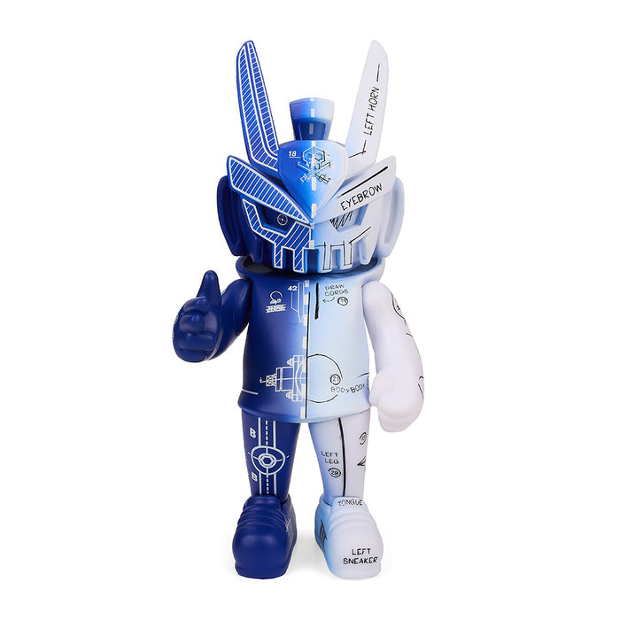 Quiccs TEQ63 Blueprint Edition art figure from SDCC 2022, featuring detailed vinyl sculpture designed by Sergio Mancini.