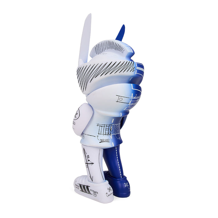 Blueprint Edition Sergio Mancini x Quiccs TEQ63 6-inch art figure, detailed design, displayed on a flat surface.