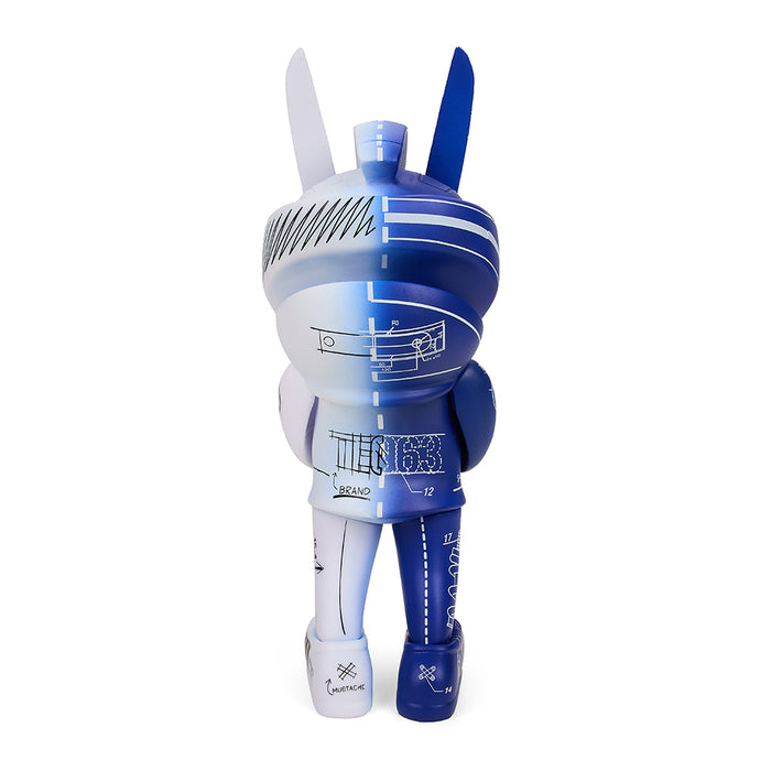 SDCC 2022 Sergio Mancini x Quiccs TEQ63 6-inch Blueprint Edition art figure with detailed blueprints and design features.