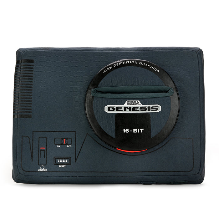 SEGA Genesis plush toy featuring interactive design and Sonic cartridge, soft and detailed gaming console-themed plush.