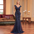Sequins Mermaid Formal Evening Gown V-neck Prom Dress - Rosymae