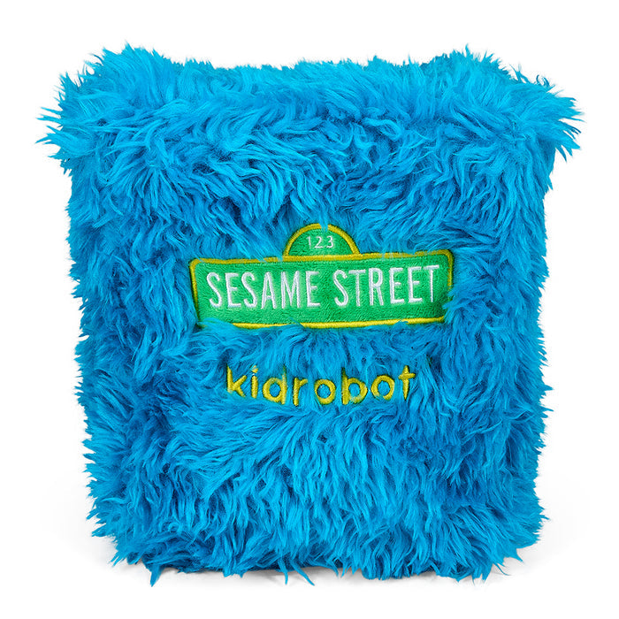 8-inch Sesame Street Cookie Monster plush snack bag featuring interactive plush design with button closure and soft fabric.