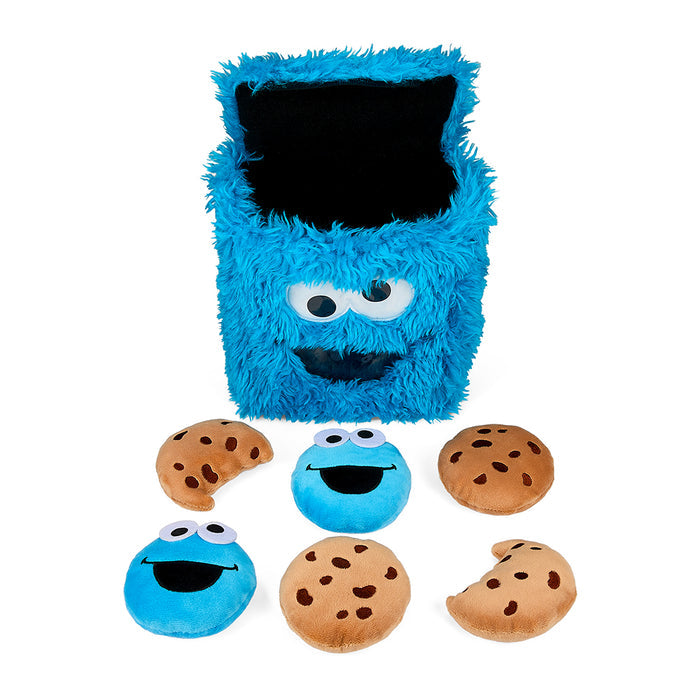 Sesame Street Cookie Monster 8-inch interactive plush snack bag featuring soft plush fabric and playful Cookie Monster design.