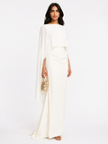 Sheer Cape Sleeve Maxi Dress - Noir