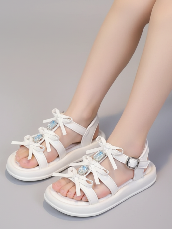 girls vacation sandals bow detail lightweight summer shoes