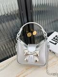 Silver Girls Bow Crossbody Purse