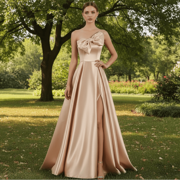 Simple A-line Red Bridal Gown Autumn Wedding Dress - Rosymae