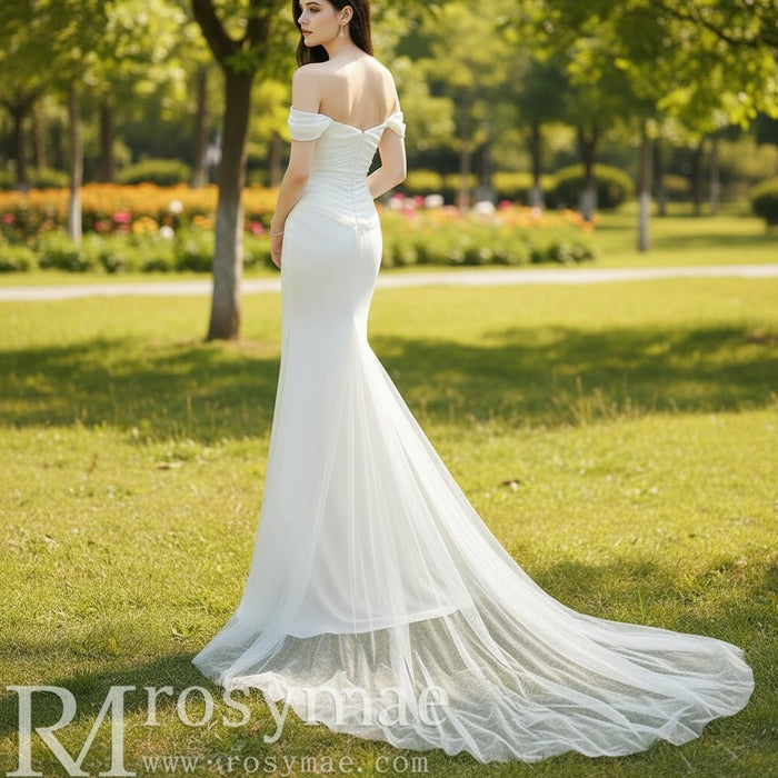 Simple Scoop Neckline Fit and Flare Boho Wedding Dress - Rosymae