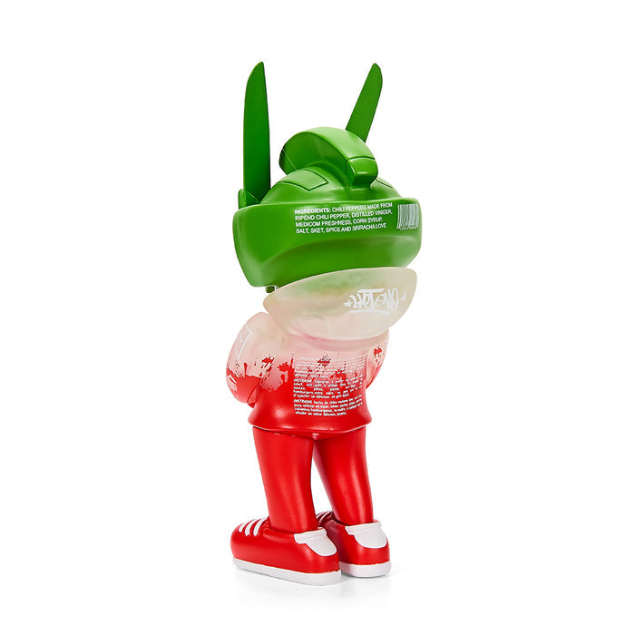 Kidrobot Sket One x Quiccs Sketratcha TEQ63 6-inch art figure, limited edition of 300, featuring half-full design and detailed artwork.