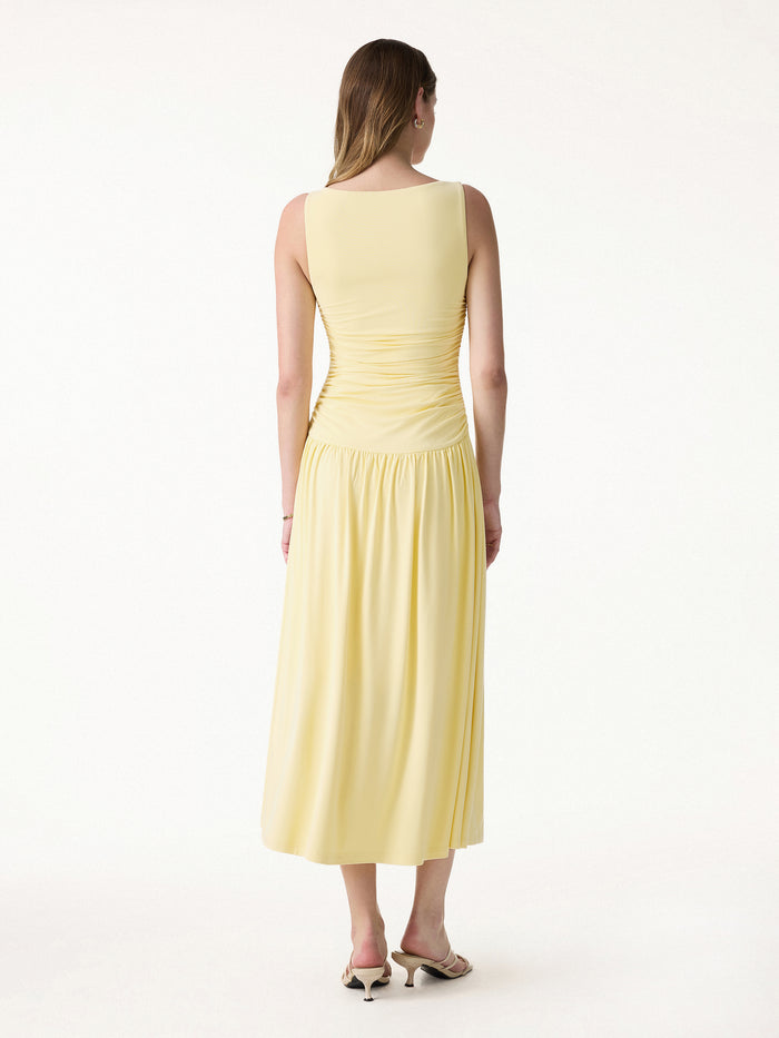 OGLmove Cooling Boatneck Ruched Midi Bra Dress