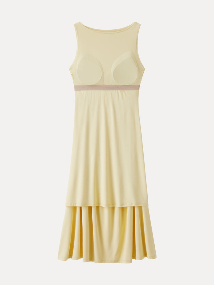 OGLmove Cooling Boatneck Ruched Midi Bra Dress