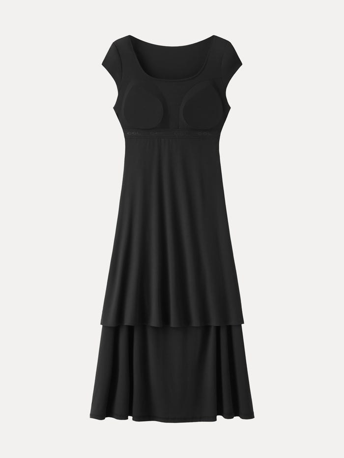 OGLmove SkinKiss Cooling Square Neck Ruched Midi Bra Dress