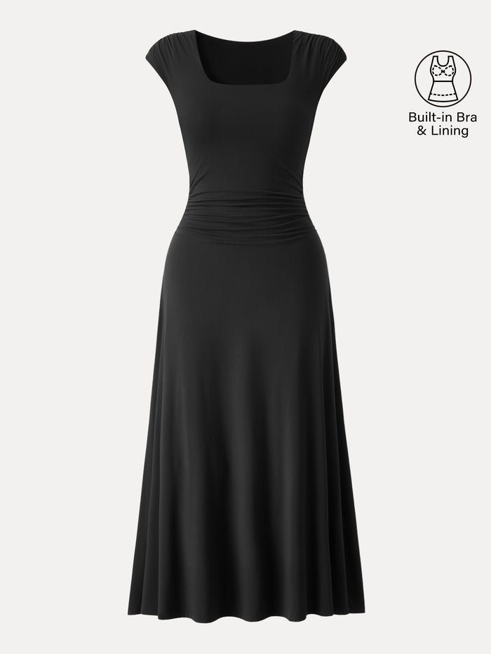 OGLmove SkinKiss Cooling Square Neck Ruched Midi Bra Dress