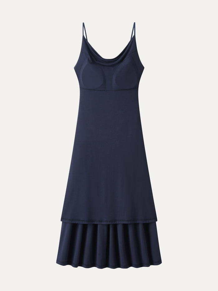 OGLmove SkinKiss Cowl Neck Open-Back Midi Bra Dress