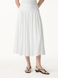 OGLmove SkinKiss Mid Rise Gathered Midi Skirt with Pockets Pure White XS