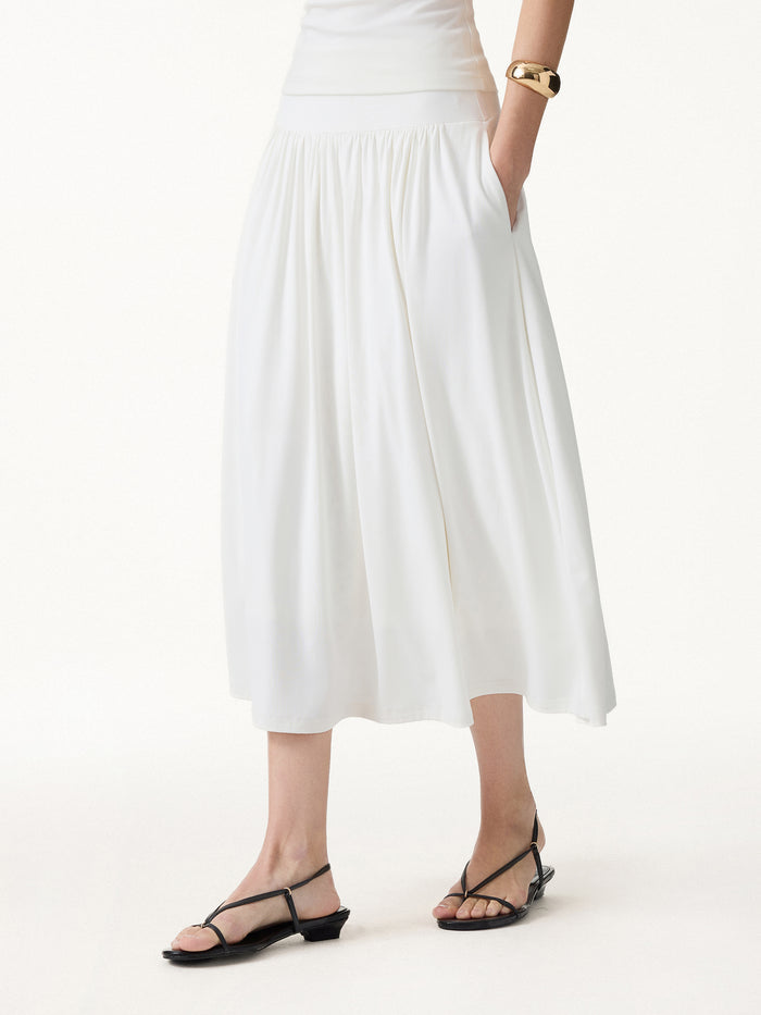 OGLmove SkinKiss Mid Rise Gathered Midi Skirt with Pockets