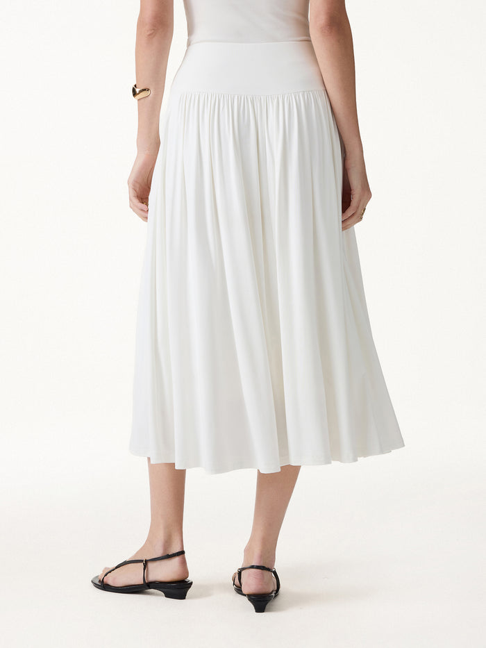 OGLmove 2Pcs Set Round Neck Cross-Back Bra Top & Midi Skirt with Pockets
