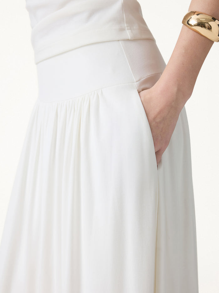 OGLmove SkinKiss Mid Rise Gathered Midi Skirt with Pockets