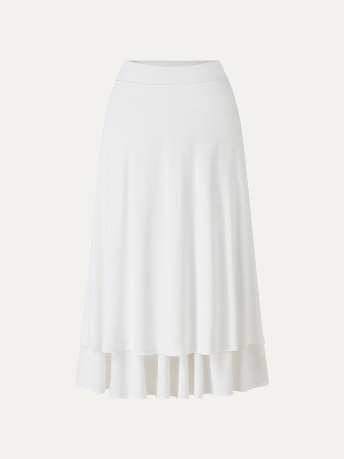 OGLmove 2Pcs Set Round Neck Cross-Back Bra Top & Midi Skirt with Pockets