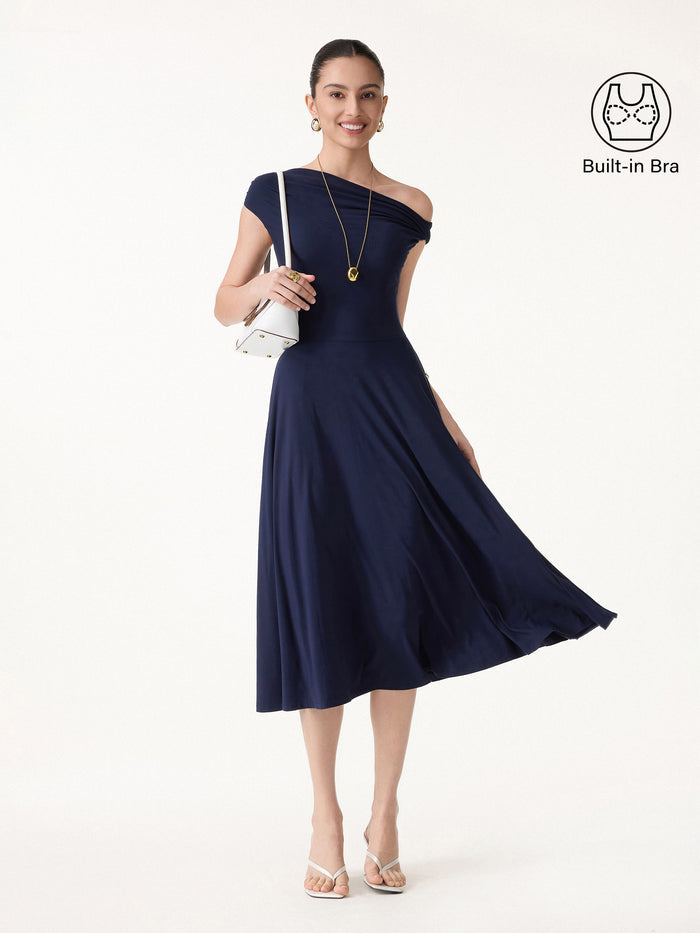 OGLmove SkinKiss Multi-Wear Midi Bra Dress with Pockets Midnight Navy XS