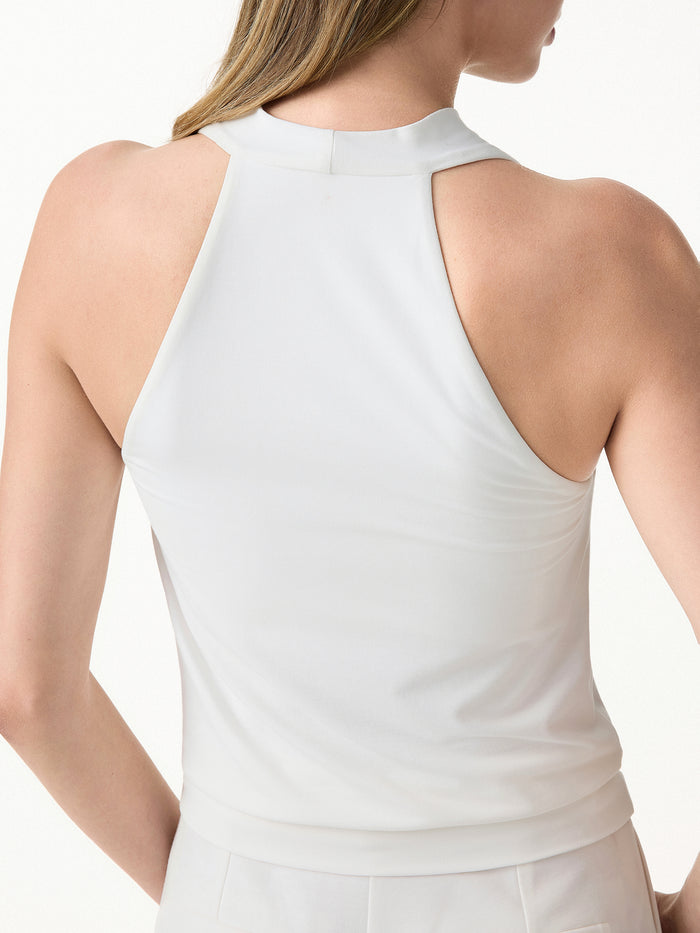 OGLmove 2Pcs Set SkinKiss Halter Cowl Neck Bra Top & Circle Flared Mini Skirt