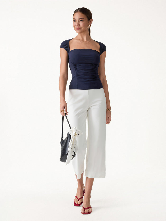 OGLmove Square Neck Cutout Back Ruched Bra Top