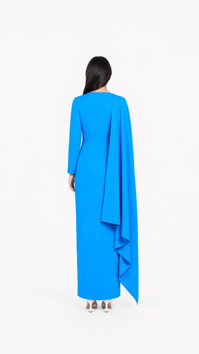 Sky Blue Cape Sleeve Column Maxi Dress – AZURA