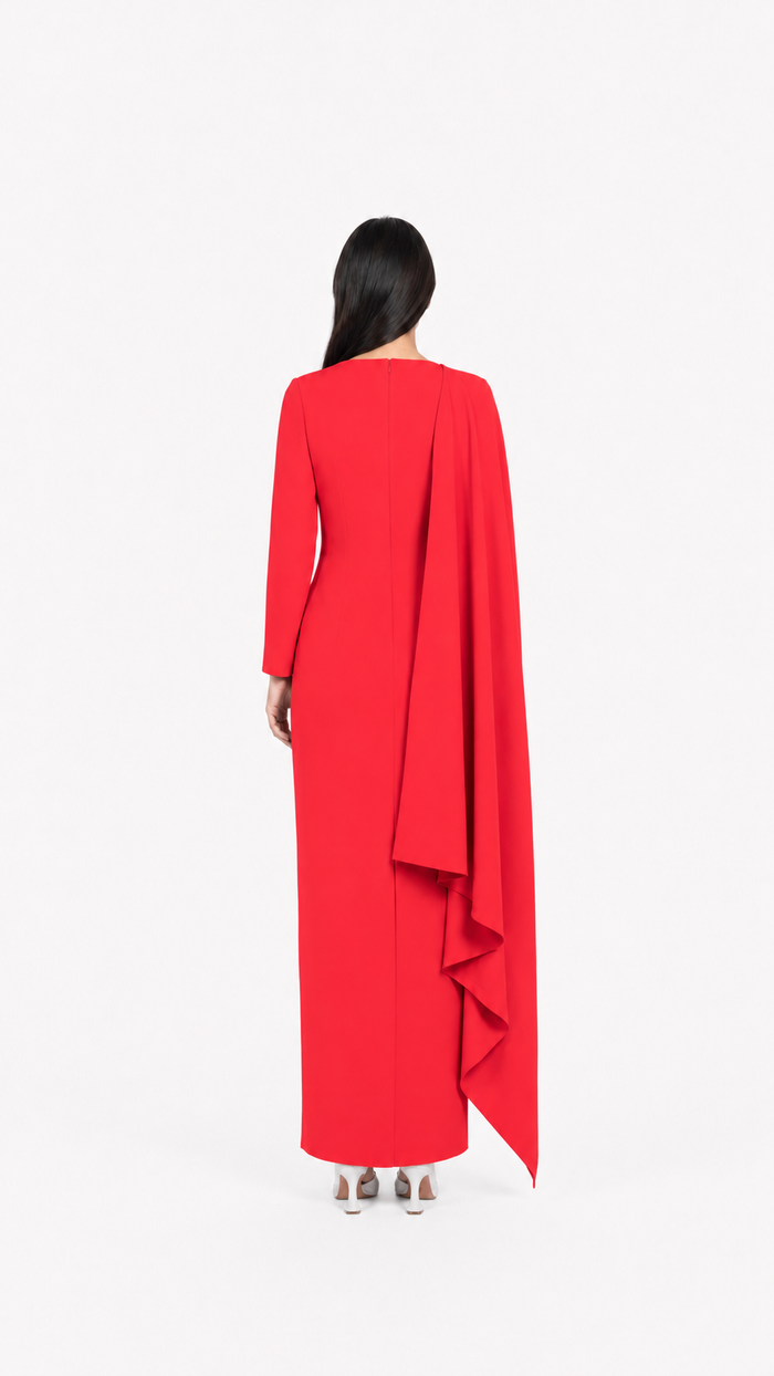 Sky Blue Cape Sleeve Column Maxi Dress – AZURA