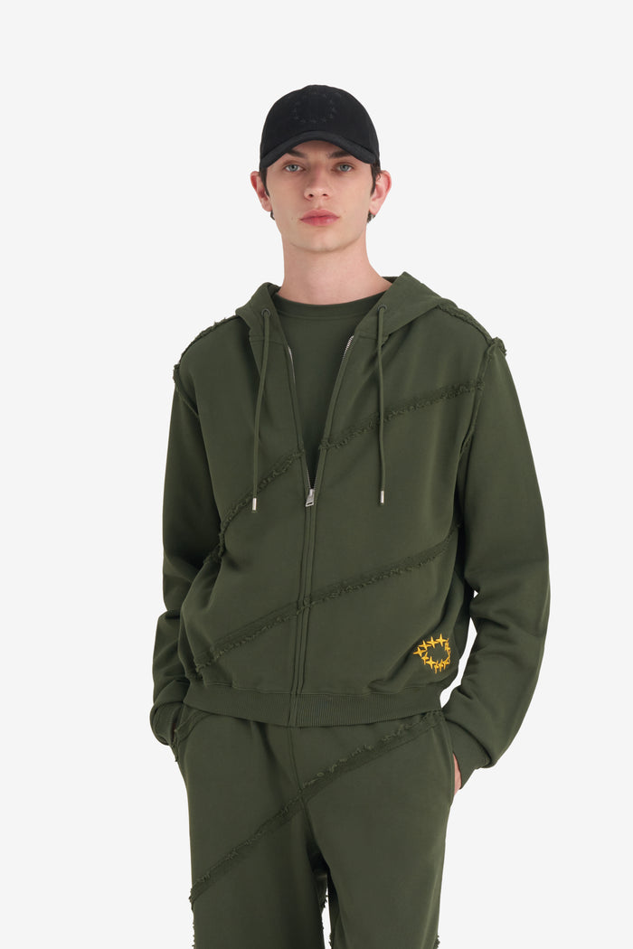 SLIM ZIP HOODIE XXS / DK GREEN