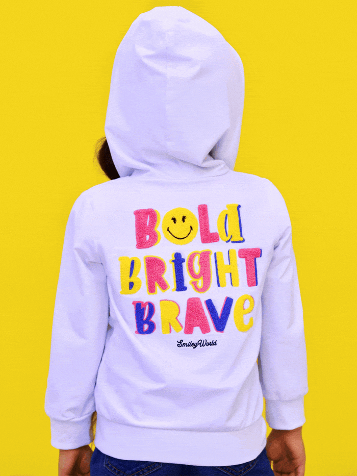 SmileyWorld  Bold, Bright, Brave Zip-Up Hoodie Mia Belle Girls