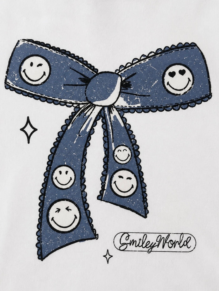 SmileyWorld Bow Tank and Girly Graphics Denim Short Set
