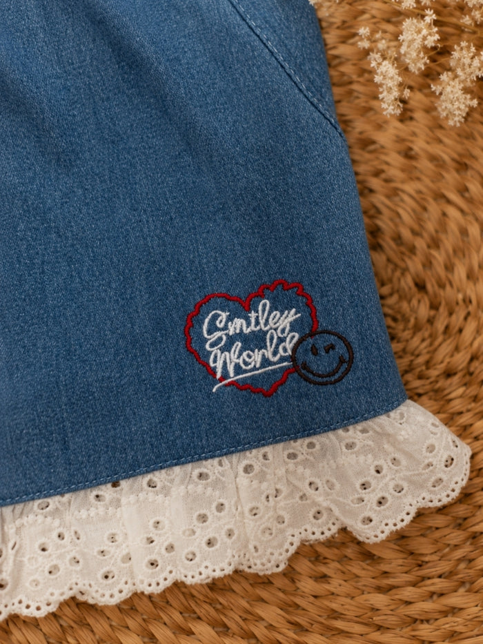SmileyWorld Denim Bow Ruffle Short Set