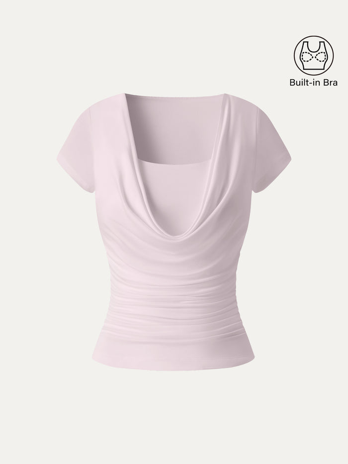 OGLmove Smoothing Cowl Neck Ruched Bra Top Primrose Pink XS