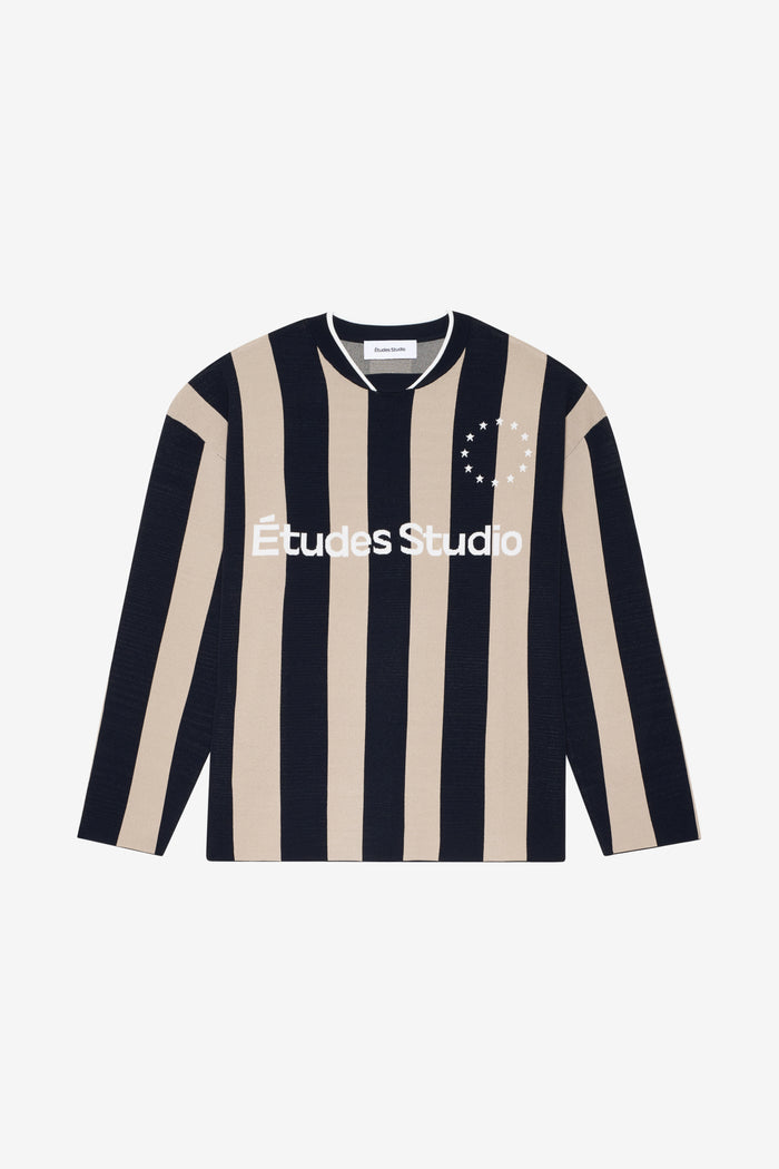 ETUDES STUDIO SOCCER LONG SLEEVE T-SHIRT STRIPED NAVY 1