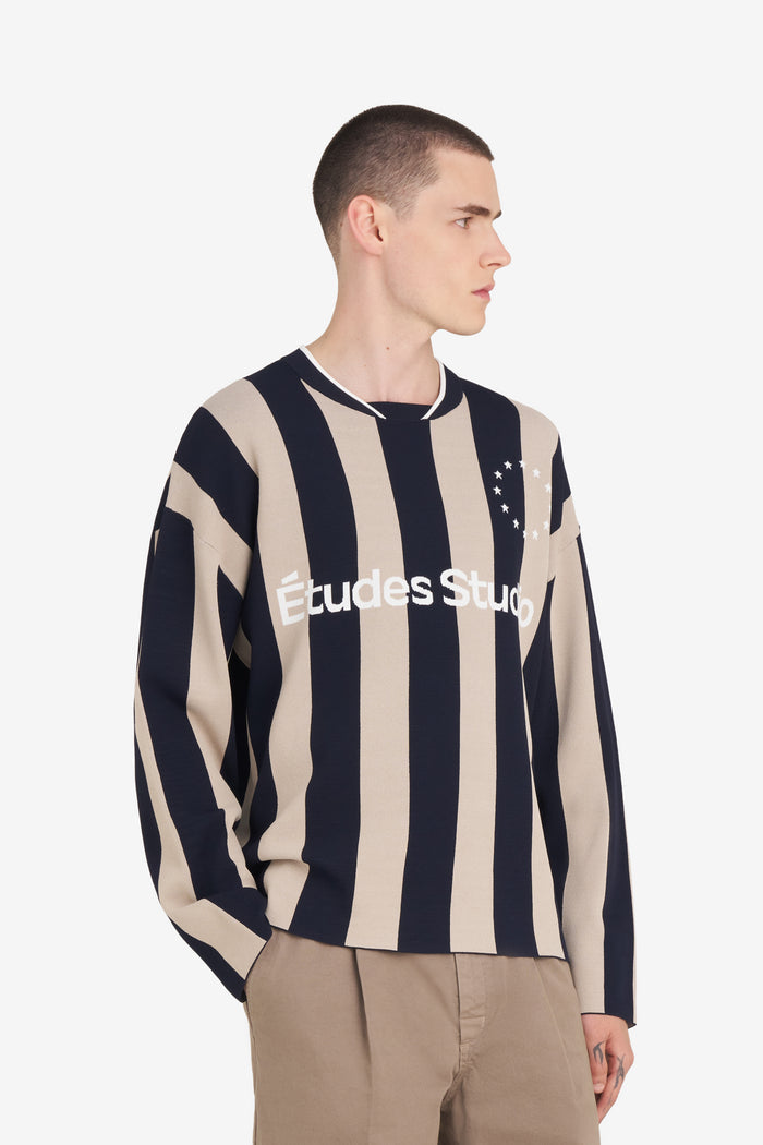 ETUDES STUDIO SOCCER LONG SLEEVE T-SHIRT STRIPED NAVY 3