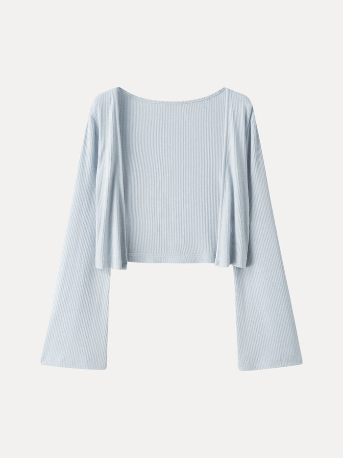 OGLmove Soft Bell Sleeve Cropped Cardigan
