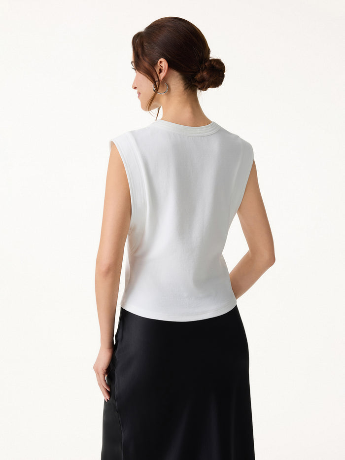 OGLmove Soft Cotton Lyocell Cropped Wide Shoulder Tank