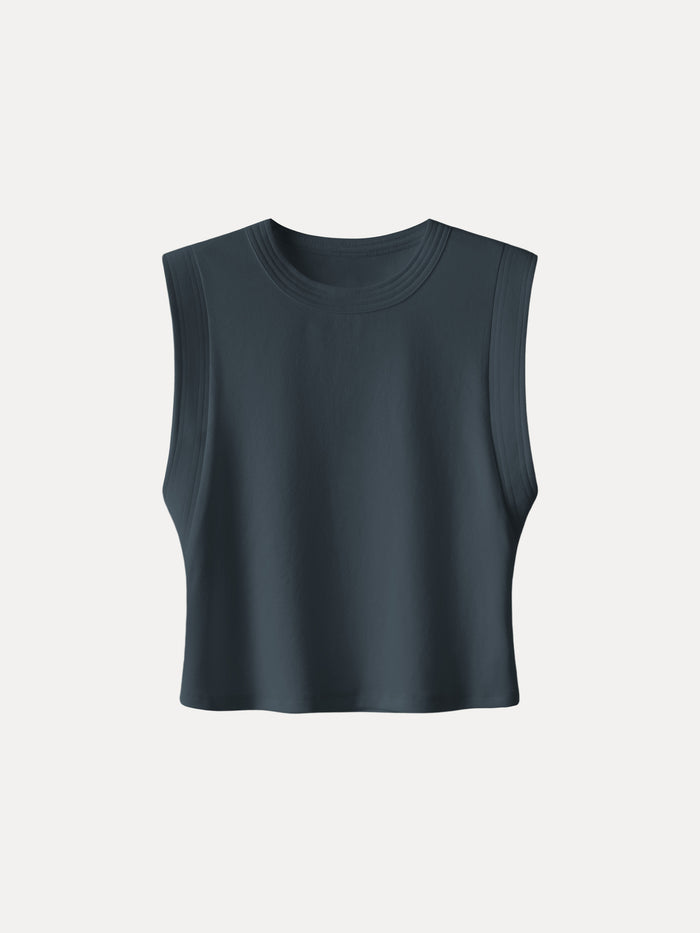 OGLmove Soft Cotton Lyocell Cropped Wide Shoulder Tank