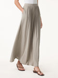 OGLmove Linen Knit Gathered A-Line Maxi Skirt with Pockets Regular Dark Alabaster
