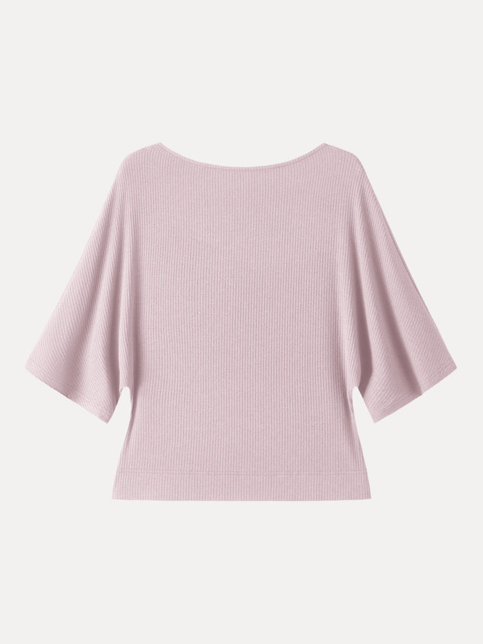 OGLmove Soft Ribbed Boatneck Relaxed Top Millennial Pink XS