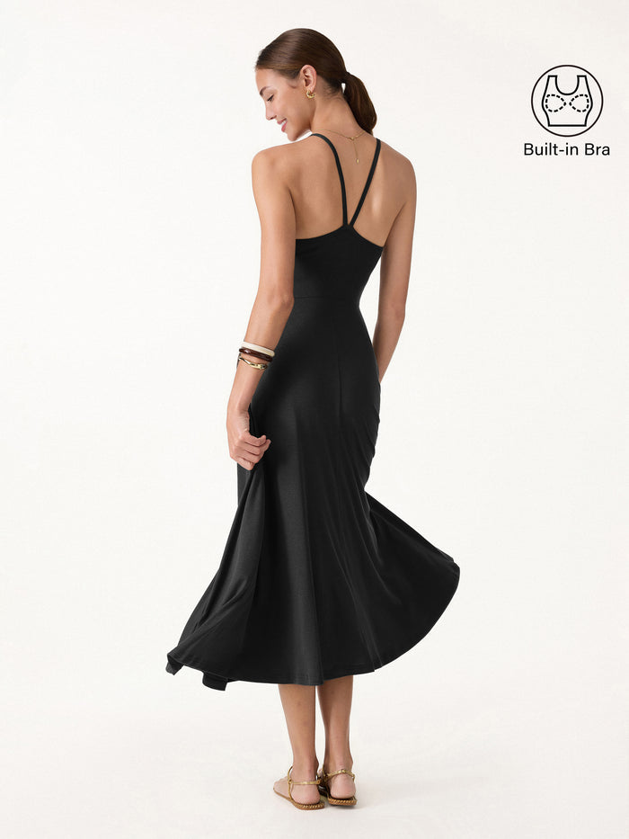 OGLmove Soft Spaghetti Midi Bra Dress Black XS