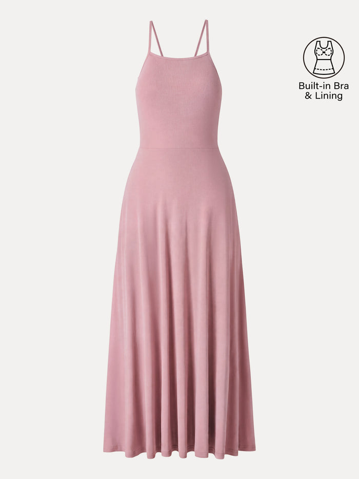 OGLmove Soft Spaghetti Midi Bra Dress Pink Pearl XS